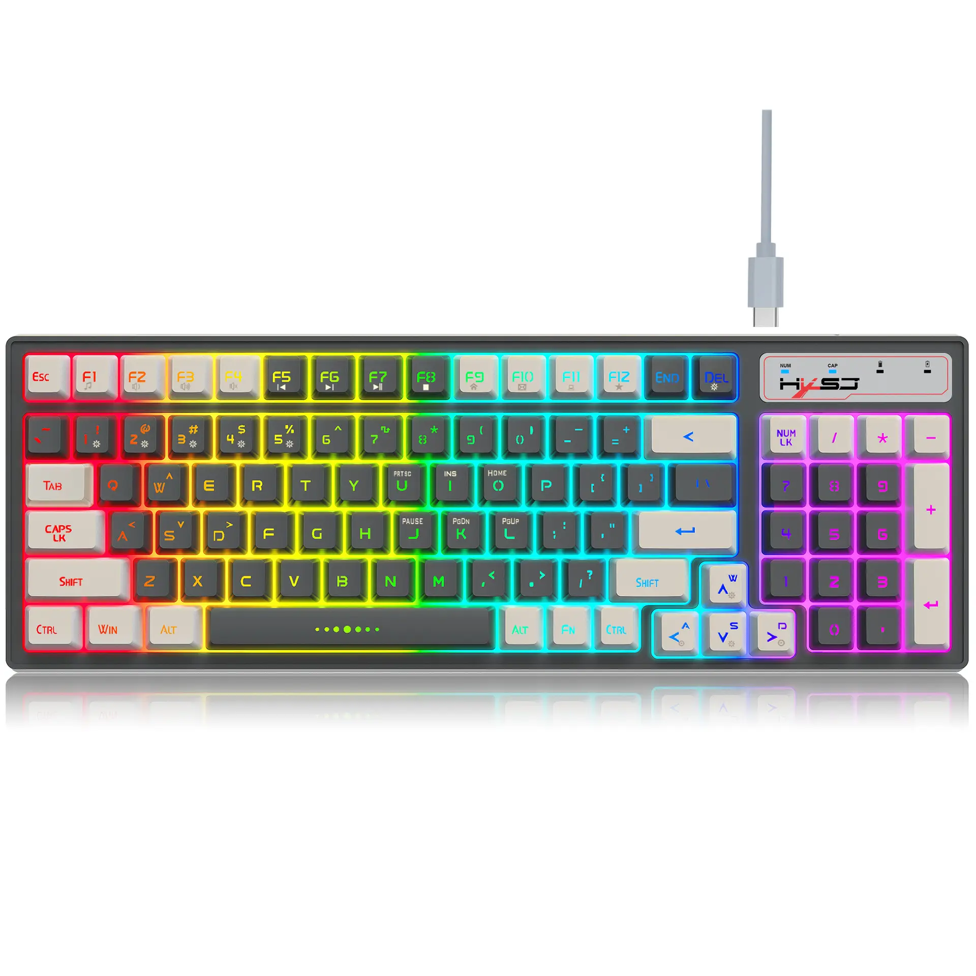 PC 96 tuşları için kablosuz klavye ve fare Combo kablosuz mekanik klavye özel arkadan aydınlatmalı oyun Light up klavye ucuz