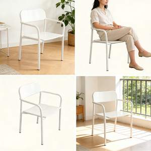 Silla de <span class=keywords><strong>Aluminio</strong></span> Individual para Exteriores, Resistente a la Oxidación, Diseño Moderno, Cómoda y Ligera, para Jardín, Patio, Parque y <span class=keywords><strong>Cocina</strong></span> - Product Image 6