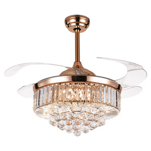 Hot 42 Inch Dimmable Hiện Đại Led Quạt Trần Với Đèn Pha Lê Sang Trọng Đèn Chùm Chiếu Sáng - Product Image 3