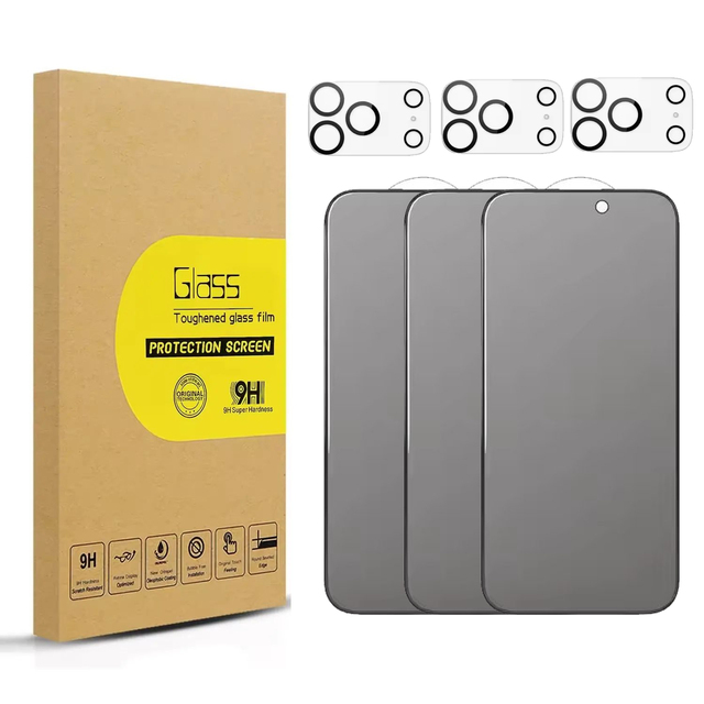 Customised Combo Pack 3 Anti-Peep 9H Tempered Glass Screen Protectors Ultra-Thin Full Coverage 99% Japan Asahi 2.5D Radian