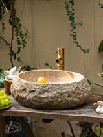 Vente en gros de lavabo sur mesure en pierre artificielle beige travertin, grand lavabo pour salle de bain extérieure