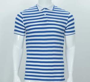 Venta caliente al por mayor de manga corta para hombres 100% algodón para Polos camiseta a rayas multicolores de alta calidad de punto directo - Product Image 6