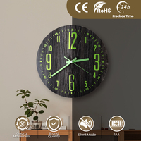 Horloge murale de 12 pouces, style Art déco antique, design lumineux, aiguilles en quartz MDF, simple face, pour salon, chambre, bureau, veilleuse