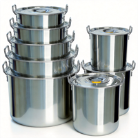 Set Panci Stainless Steel Heavy Duty 5 pcs Kapasitas Besar dengan Tutup untuk Restoran Komersial 30/35/40/45/50cm