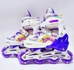 รองเท้าสเก็ตอินไลน์ <span class=keywords><strong>Oxelo</strong></span> โครงอะลูมิเนียมสีม่วง ล้อยาง 60 มม. 72 มม. ไฟกระพริบ - Product Image 3