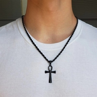 Collar con Colgante de Cruz Ankh Egipcia, Recubrimiento Antidesvanecimiento, Símbolo Antiguo, Cadena Hipoalergénica