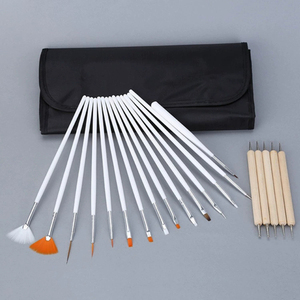 20Pcs White Handle Nylon Nail Art Brush <b>Set</b> <b>Crimped</b> Gel Painting Liner Fan Brush for Flower Drawing Nail Design - Product Image 1