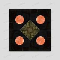 Mosaïque moderne en marbre mélangé SH STONE Nero Marquina Red Travertine Rain Forest Green, poli, jet d'eau, pour salle de bain et cuisine