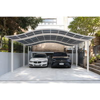 Abri de voiture moderne de luxe pour l'extérieur, résistant au vent et à la neige, avec toit arqué en PC et aluminium, auvent de garage