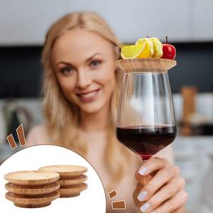 JQ Vente en gros Verre à vin Charcuterie Topper <span class=keywords><strong>Mini</strong></span> planches en bois de bambou et assiettes à apéritif avec porte-verre - Product Image 5