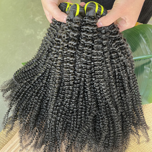 Bán buôn chất lượng hàng đầu 12A nguyên kinky xoăn bó tóc Trinh Nữ Ấn Độ chưa qua chế biến xoăn Miến Điện bó tóc con người - Product Image 2