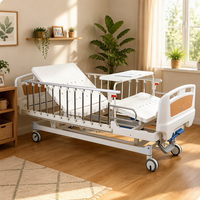 Table de lit médical manuelle à 2 fonctions, avec plateau en acier estampé, tête de lit imitation bois et barrières renforcées pour blocs opératoires hospitaliers