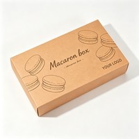 Boîte à donuts en kraft recyclable en gros avec séparateur, boîtes à biscuits à emporter, pliables, boîte d'emballage pour macarons