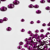 Perles de strass en résine époxy fuchsia de 5 mm, à dos plat, trou central, à coudre, pour la confection de vêtements et la fabrication de bijoux, modèle YAXI