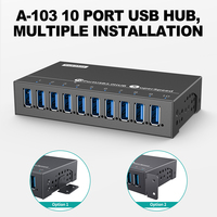 Sipolar A-103 Estación de Carga USB de 10 Puertos, Hub USB 3.0 con Alimentación para Gestión de Dispositivos en Oficinas/Fábricas