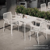 Ensemble table et chaises d'extérieur en fer moderne pour salon de thé au lait, café, petit design créatif, balcon, cour avec garantie de 5 ans