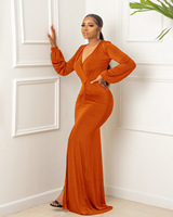 2024 nouveautés décontracté à manches longues couleur unie femmes robe longue Xxxl grande taille femmes robes