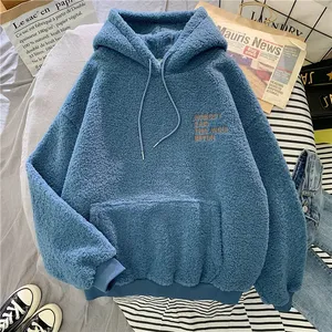 Thickened Sweatshirt Women Casual Solid Long Sleeve Loose Fit Tops Pullover Female Autumn Winter Women Hoodies