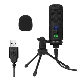 Mikrofon USB Mikrofon Kondensor Profesional, untuk PC Komputer Laptop Studio Rekaman Bermain Game Bernyanyi Streaming