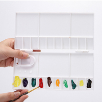 Palette de peinture pliable Art Kreation PP25 en plastique blanc rectangulaire avec 25 compartiments et plateau à peinture 20,2x9,8cm