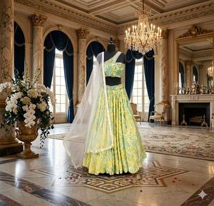 Lehenga floral Sunny Bloom, tenue de fête élégante, tenue de mariée traditionnelle, tenue de festival pour femmes - Product Image 2