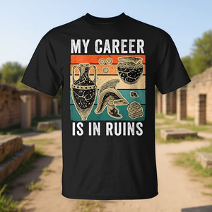 Camiseta con diseño de arqueólogo, ruinas antiguas, humor, color negro, unisex para adultos - Product Image 3