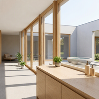 Fenêtres/Portes à Battants en Bois Revêtues d'Aluminium à Rupture de Pont Thermique Personnalisées, Insonorisées, Qualifiées Energy Star pour Salle de Bain, Cuisine, Usage Commercial