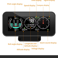 SX-TECH HUD GPS Speedometer Digital Kompas Mobil Inclinometer Pengukur Kemiringan 12V 127x60x30MM untuk Semua Kendaraan