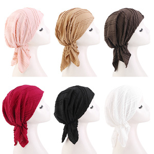 <span class=keywords><strong>Foulard</strong></span> plissé doux pré-noué pour femmes, bonnets <span class=keywords><strong>chimio</strong></span>, turbans, chapeaux pour le cancer, bonnets de nuit, couvre-cheveux, écharpes - Product Image 6