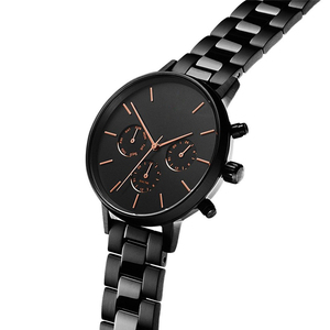 Reloj de Lujo de Alta Gama, Elegante, Totalmente Negro, con Tres Esferas, Movimiento de Cronógrafo Japonés OEM - Product Image 2