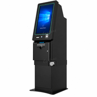 Terminal de paiement et de remise de tickets en libre-service / Guichet automatique avec lecteur de codes-barres pour machine de jeu d'adresse, en armoire métallique sur pied