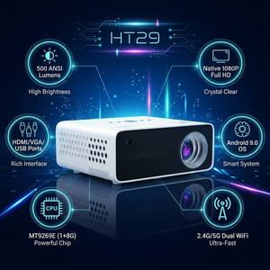 HT22 Android Smart <b>Projector</b> <b>4K</b> Support Native 1080P Full HD Video <b>Projector</b> Dual WiFi BT5.0 Portable Home Cinema Beamer Room - Product Image 1