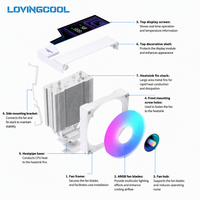 Ventilateur de processeur LOVINGCOOL Tower 12cm avec éclairage ARGB, couvercle supérieur miroir, flux d'air puissant pour configurations de jeu PC, en stock, prêt à être expédié