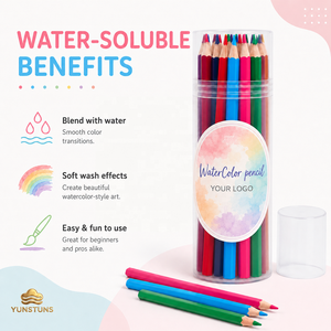 Ensemble de crayons aquarellables, 12 couleurs assorties, corps en bois, mine lisse soluble dans l'eau, pour dessin, croquis, coloriage, crayons d'art - Product Image 5
