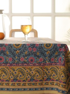 Nappe de table imprimée en blocs indiens nappe en coton fleuri nappe imprimée en blocs Rajasthani pour la maison et l'hôtel - Product Image 4