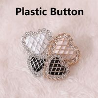 Kancing Logam Berlapis Seng dengan Pola Grid Kustom dan Hiasan Berlian Imitasi Bentuk Hati untuk Jaket dan Perlengkapan Pakaian Grosir