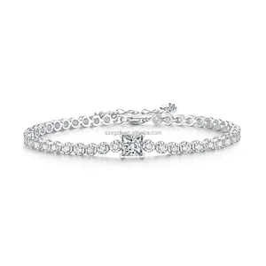 Fancy Silver Iced Out VVS Moissanite Diamond Moissanite 925 Silver Tennis bracelet Women