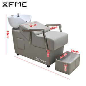 Chaise de shampooing moderne de luxe pour salon de coiffure et institut de beauté avec cuir synthétique, lavabo en céramique durable et usage en coiffure - Product Image 6