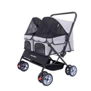 दोहरे फोल्डेबल पालतू स्टलर आसान पैदल चलना बिल्ली और कुत्ते वाहक यात्रा के अनुकूल गाड़ी - Product Image 2