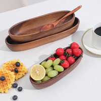 Nouveaux produits – Grand plat créatif en bois d'acacia, design bateau antique, pour fruits secs, snacks et bonbons
