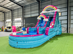 Château gonflable commercial trampoline piscine toboggan parc aquatique combo gonflable arc-en-ciel nuage toboggans - Product Image 3
