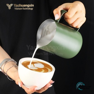 Stainless Steel Pitcher Minimalist Design Lightweight Milk Frother 400ml Latte <b>Maker</b> - Product Image 3