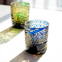 Verre à whisky/vin japonais vintage Edo Kiriko gravé, cristal de haute qualité, motif œil de dragon, fait main, style médiéval, cadeau d'affaires