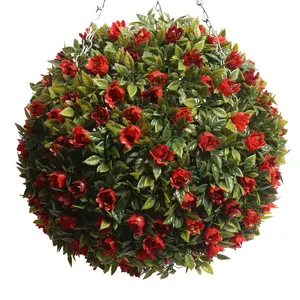 Супер поставщик, искусственное пластиковое растение для украшения сада, травяной шар с цветами для свадебного декора