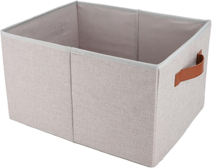 Boîte de rangement pliable en tissu de coton et de lin durable pour armoire, literie, chaussures, jeans, vêtements de bébé, jouets, usage polyvalent - Product Image 1