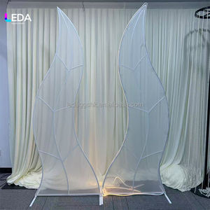 LEDA <b>Wedding</b> India S Shape Backdrop <b>Frame</b> Interior LED Light Metal Mesh Yarn Backdrop Stand for <b>Wedding</b> Stage - Product Image 1