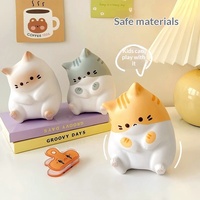 Cocoa Cat Squishy Slow-Rebound Cute Stress-Relief Gadget PU Cat Decompression Toy Office Decor Cross-Border Wholesale Mesh Bag