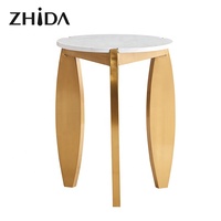 Table basse gigogne Zhida en acier inoxydable et marbre artificiel, style italien moderne, luxe léger, pour salon, garantie 5-8 ans