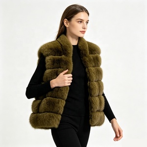 Rompi Bulu Rubah Palsu Wanita Zeyu Kerah Tegak Tanpa Lengan, Hangat untuk Musim Dingin, Berpanel, Gilet Tebal, Pakaian Luar Wanita, Mantel Tanpa Lengan Wanita - Product Image 4