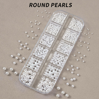 1 Boîte de Perles Blanches Rondes/Demi-Perles pour Ongles, Perles Caviar de Tailles Mixtes, Breloques pour Nail Art, Décoration, Bijoux 3D, Accessoires de Manucure